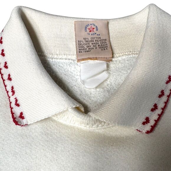 Valerie Sockwell Folk Art Christmas Cream Shirt Womens Small Embroidered Vintage - Picture 5 of 14